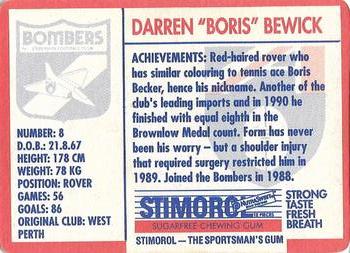 1991 Scanlens Stimorol #14 Darren Bewick Back